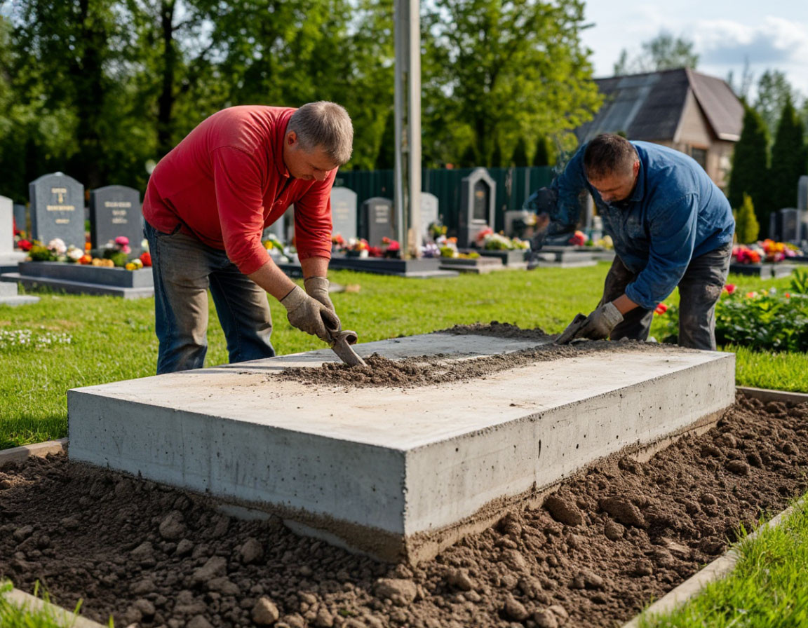 zalivka-betonnogo-cokolya-na-mogilu